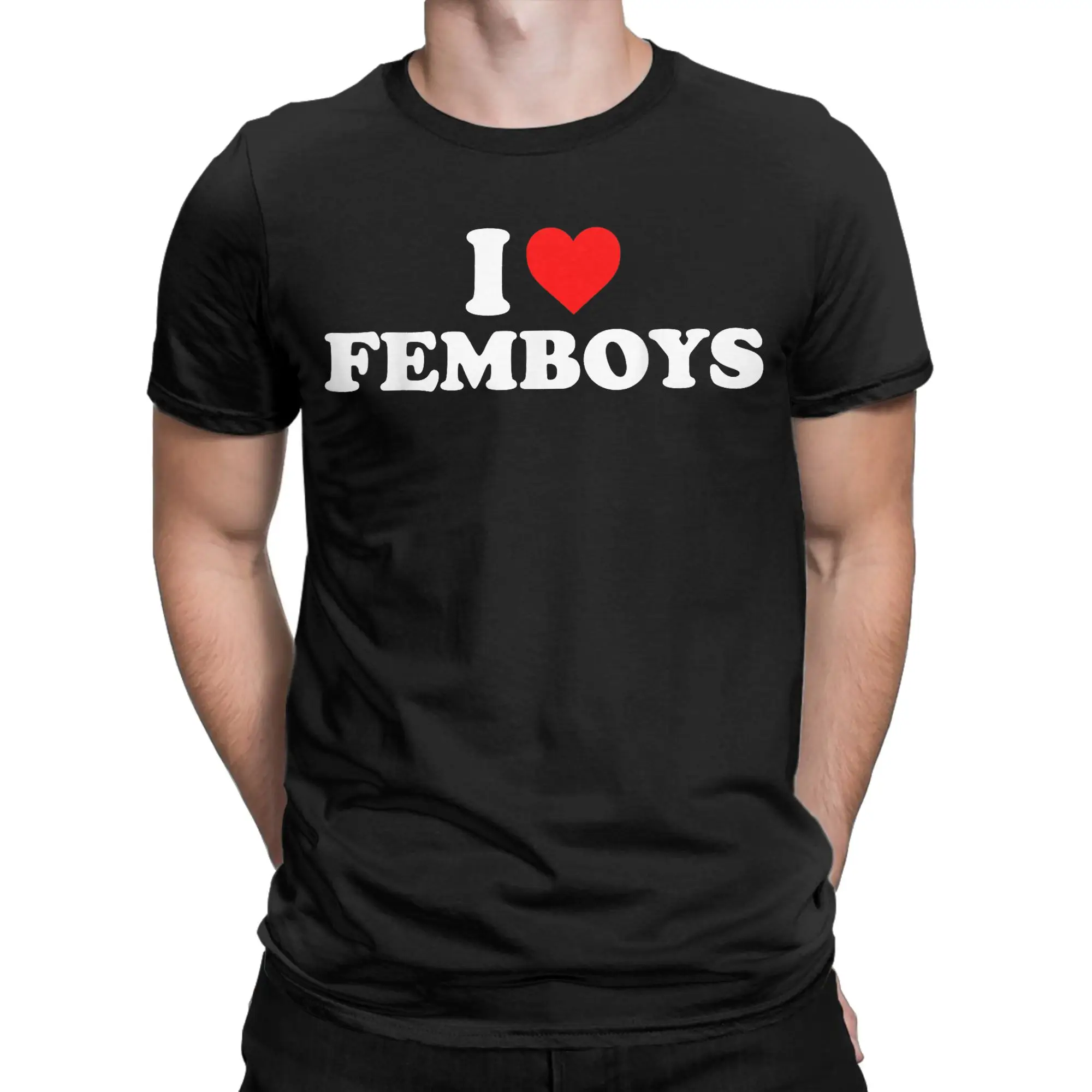 أنا أحب Femboys تي شيرت الصيف 100% القطن تي شيرت للرجل Harajuku عادية تي شيرت قصيرة الأكمام مضحك الملابس #2