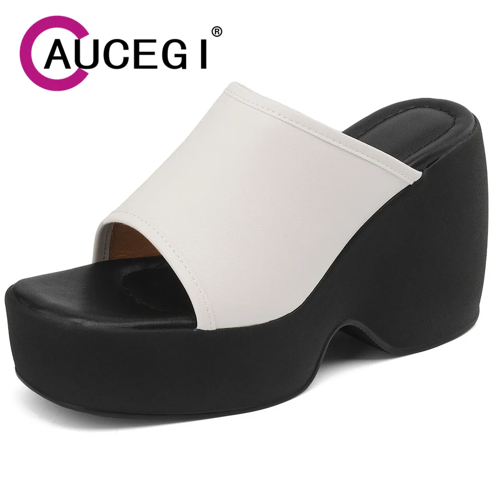 

Aucegi Summer Platform Thick Bottom Sandals Slipper Women's Popular New Round Peep Toe Roman Classic Style Versatile Shoes