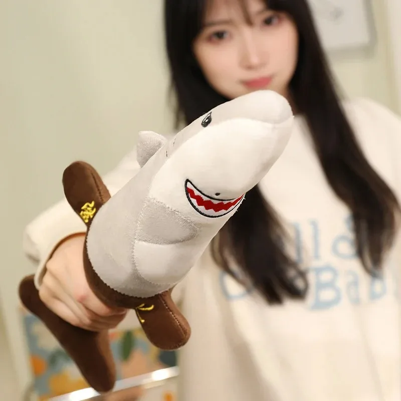 Cartoon Shark Katana Sword Fun Chinese Sabre Anime Cosplay Samurai Sword Soft Stuffed Shark Knife Desk Ornament Home Decoration