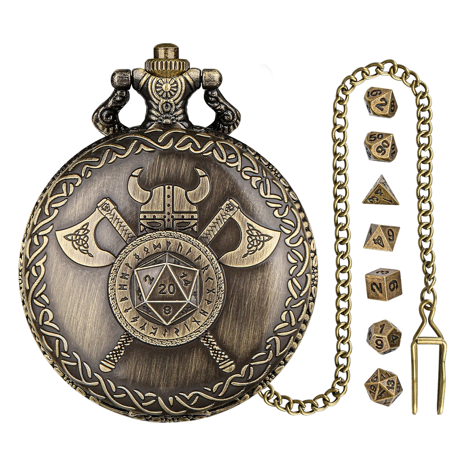 Board Game Roleplay - YISUYA Doppelaxt-Taschenuhrengehäuse, Würfelset mit 7 polyedrischen