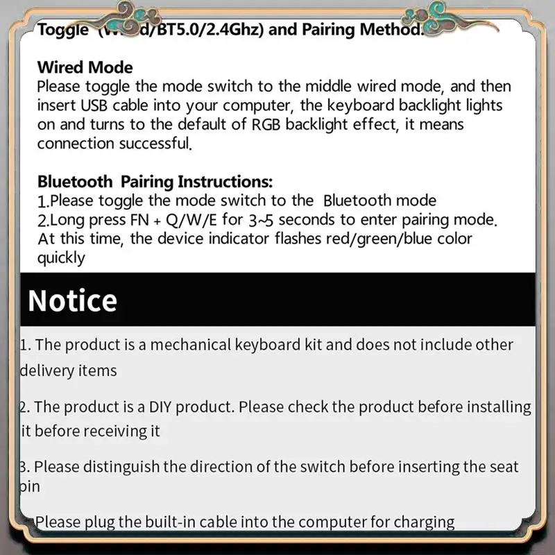 

Durable GMK67 Mechanical Keyboard Kit Hot-Swappable 3-Mod Bluetooth 2.4G Wireless RGB Backlit Gasket Structure Keyboard