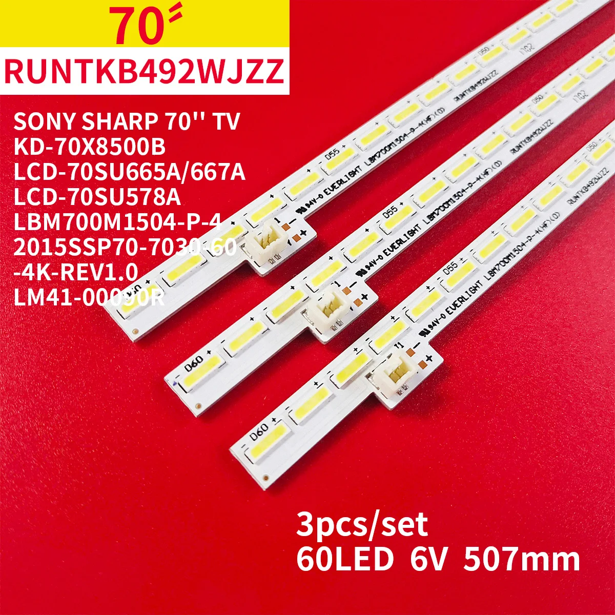 LED Backlight Strip for 70'' TV KD-70X8500B LCD-70SU665A LBM700M1504-P-4/RUNTKB492WJZZ 2015SSP70-7030-60-4K-REV1.0 LM41-00090R