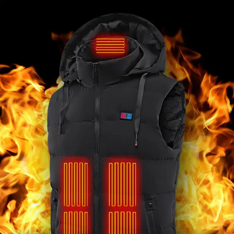 11 Areas Heated Vest Fleece Vest Electric Heating Jacket Adjustable USB Rechargeable Winter Thermal Vest Warm For Waist Shoulder