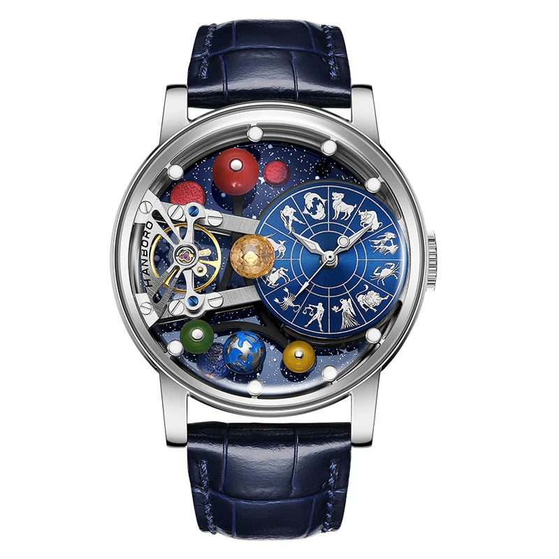 Starry Sky Watch Men's Skeleton Automatic Mechanical Luxury Constellation Stainless Steel Stereoscopic Night Light Waterproof view 6