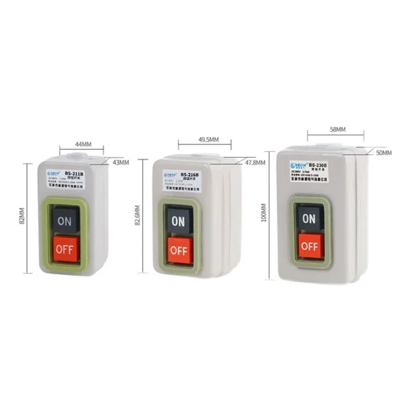 Push Button Power Switch Three Phases Power Control Start Switch AC 380V 15A 3P 2.2KW TNHA2-BS211B BS216B BS230B