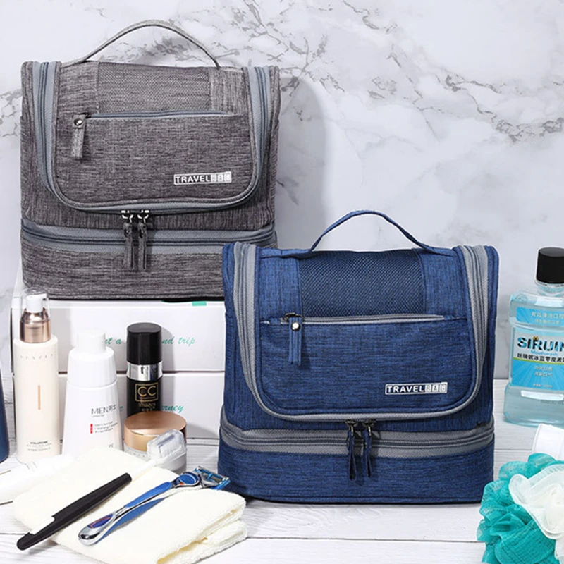 Nuova borsa per il trucco da viaggio borsa per il trucco di grande capacità impermeabile a prova di muffa separazione bagnata a secco gancio portatile custodie per cosmetici di moda