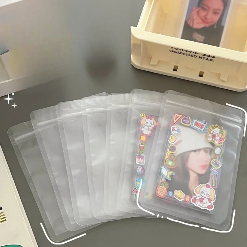 10PCS Clear Zip Lock Plastic Card Package Bags with Zipper Self Seal Transparent Ziplock Kpop Card Packaging Bag