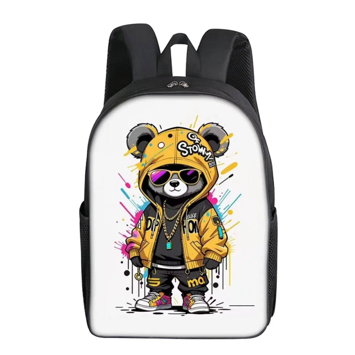 

Bear Pattern Single Layer Backpack for Boy and Girls Best Gifts 2D Flat Cartoon School Bags for Children