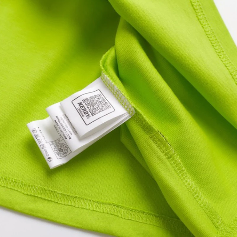 NERDY Korea Classic Avocado Green Fluorescent Green Summer Versatile Short-Sleeve Crew Neck T-Shirt for Men and Women