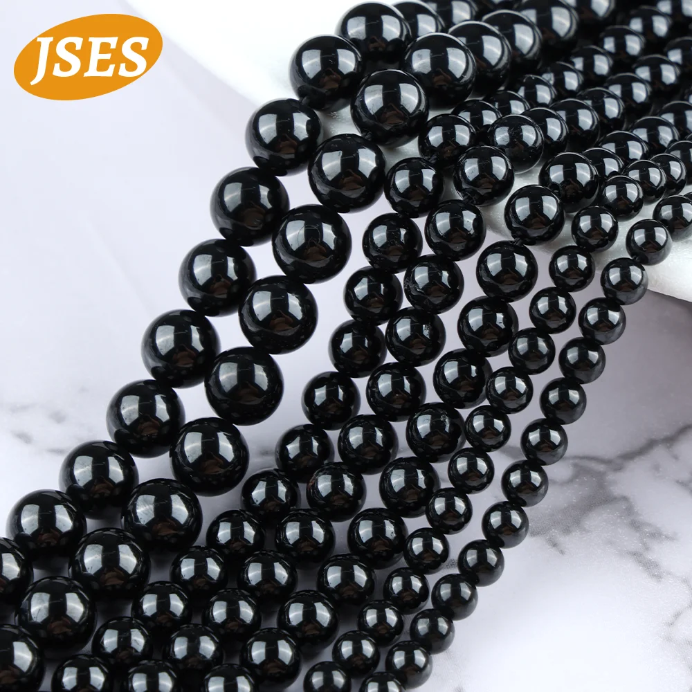 AA Natural Black Agate Onyx 15‘’ Strand Beads for Jewelry Making Bracelets Necklace Wholesale DIY Beads Accessories