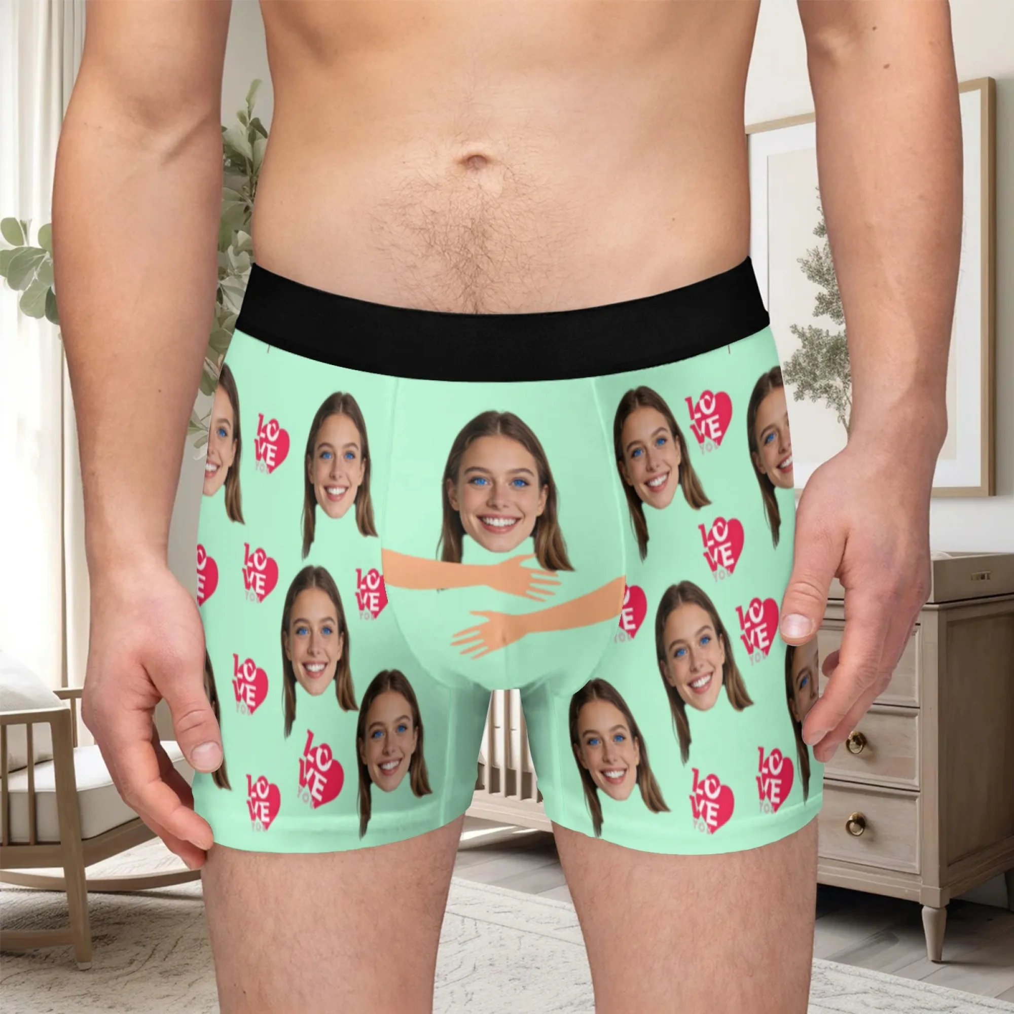 Personalized facial photos customized underwear  flat cornered men's Valentine's Day gift for husband  anniversary gift for fath