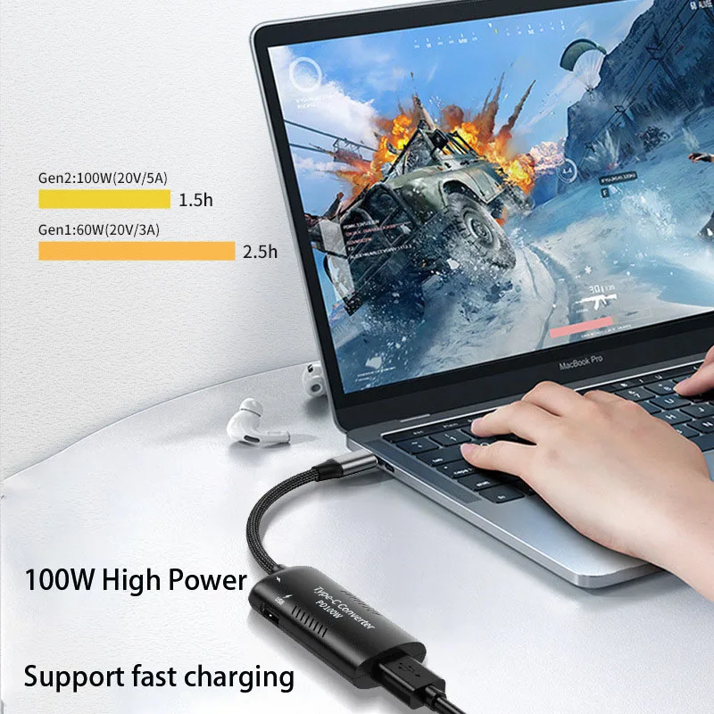 

100W Universal USB Type C PD Adapter Charger Converter for Lenovo Hp Asus 7.4*5.0 7.9*5.5mm Female to USB Type C Adaptor Male