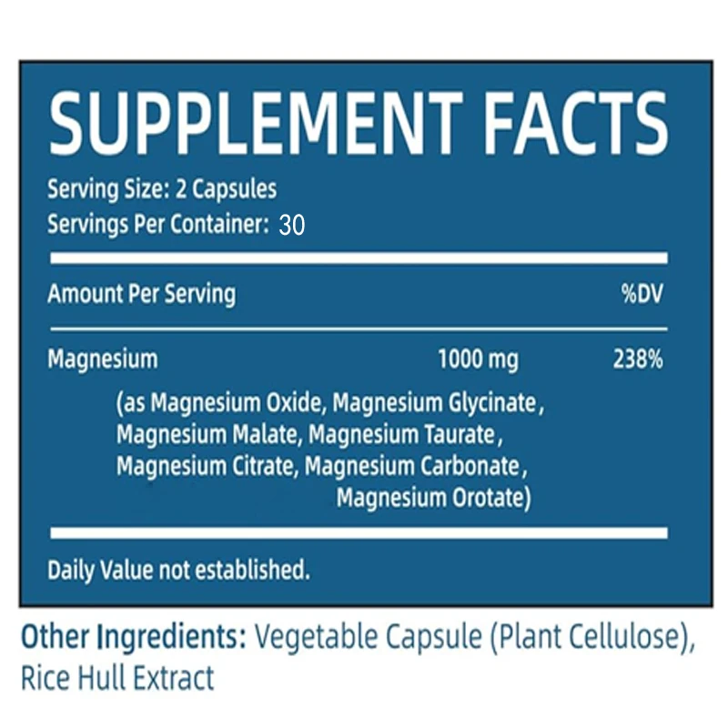 Magnesium Composite Supplement 60 Capsules (provided By 1000mg of Eight Different Forms of Magnesium)