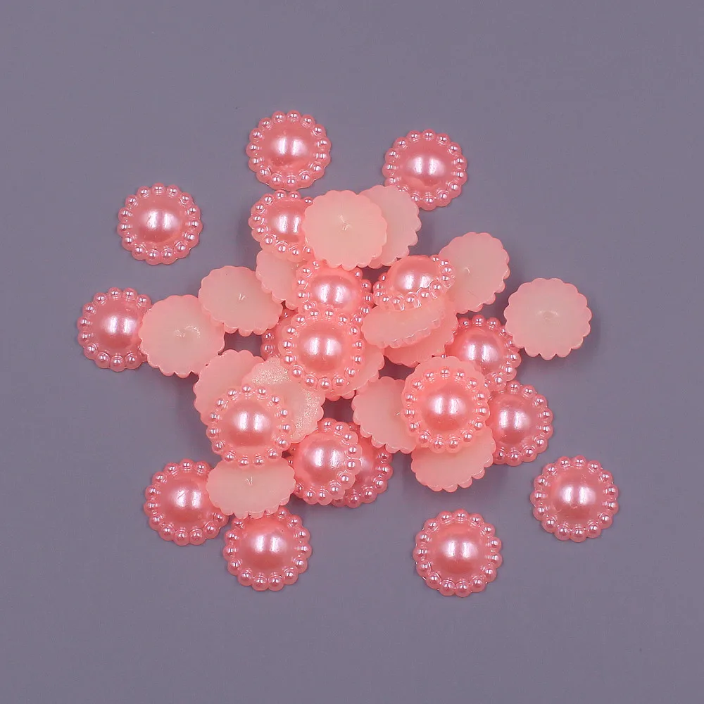 Colorful 50pcs 12MM ABS Resin Flatback Half Round Craft Imitation Pearl Scrapbook Jewelry garment Beads for DIY Decoration