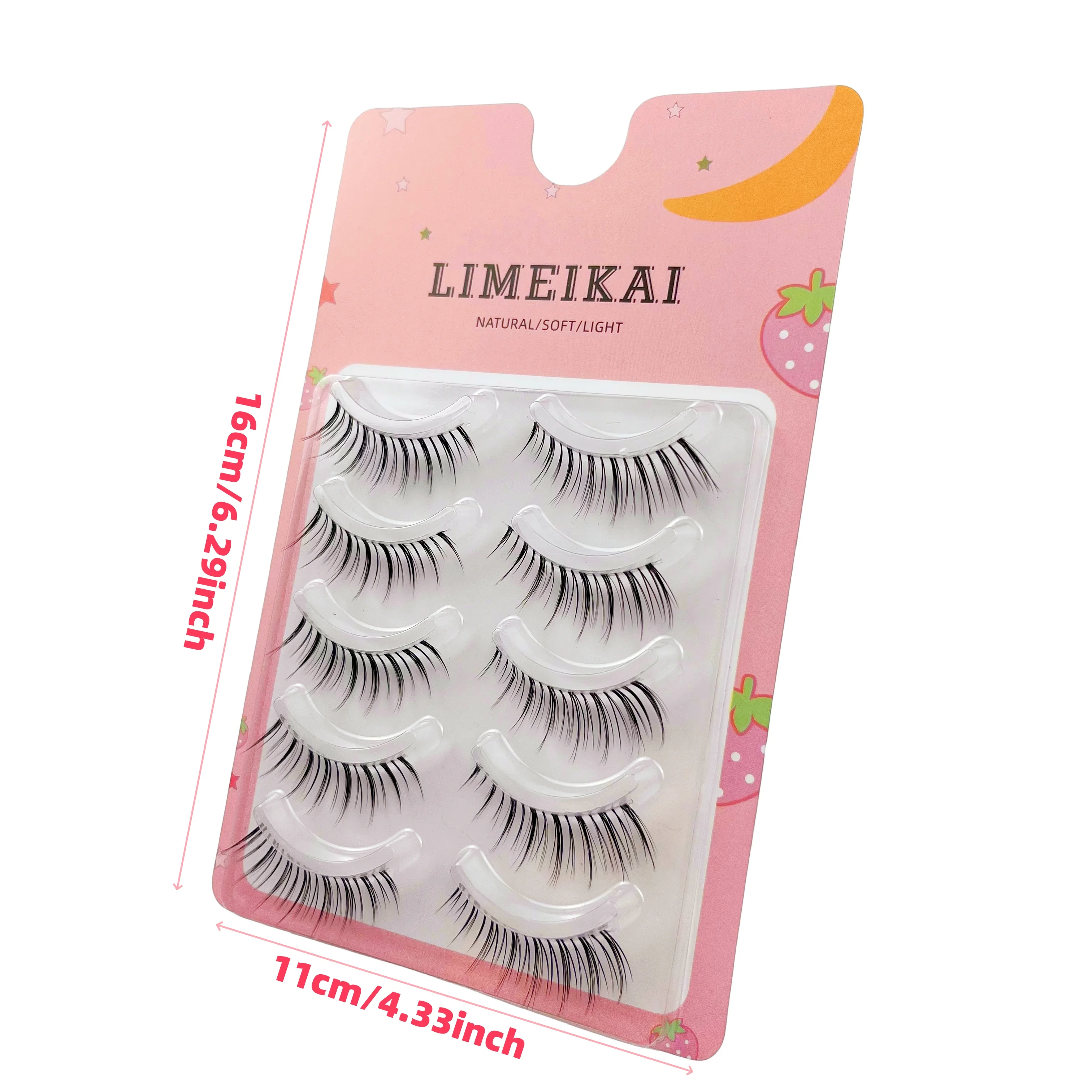 Sztuczne rzęsy są naturalne i wygodne, w kształcie kreskówkowym, cienkie i przezroczyste.