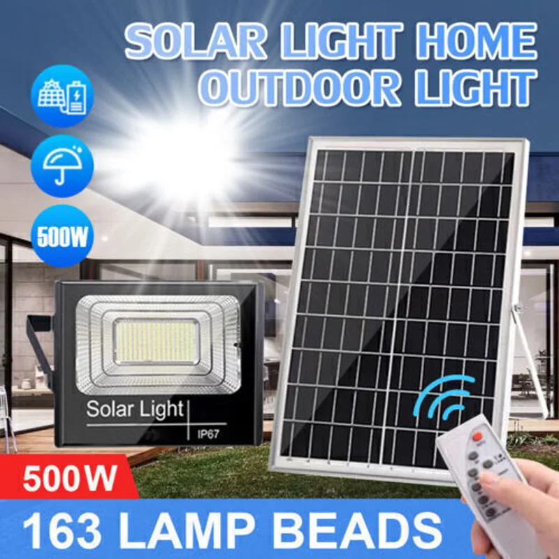 

50W Solar Lights Outdoor Solar Floodlight Patio Garage Light LED Building Sunlight IP67 Waterproof Lamp Remote Control Spotlight