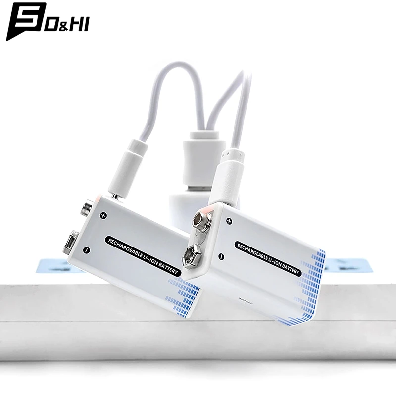 1 szt. Akumulator 9V akumulator 9V litowo-jonowy akumulator typu C 9v do multimetru mikrofon zabawka kabel do ładowania USB — zdjęcie 3