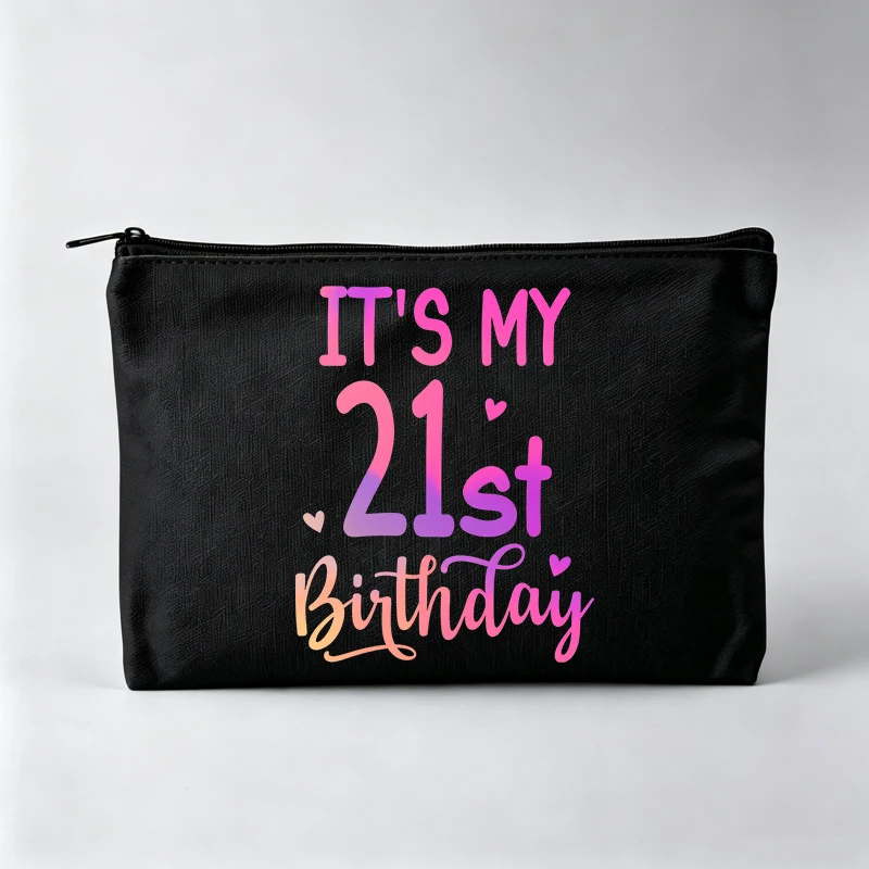 Women's Typography Print Makeup Bag, Slogan Style Cosmetic Pouch for Daily Use