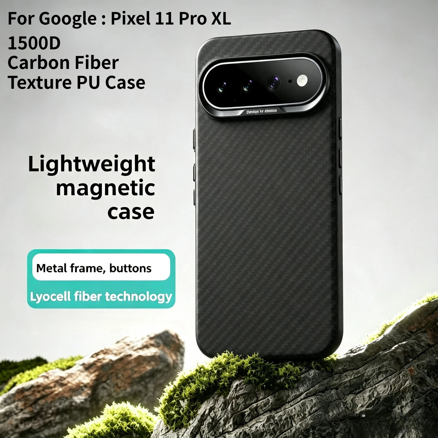 Für MagSafe Carbonfaser-Textur PU-Leder Handyhülle für Google Pixel 11 10 Pro XL 10A Magnetisches kabelloses Ladegerät Schutzhülle