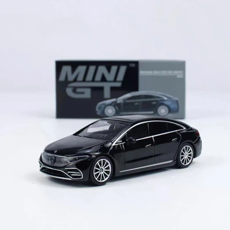 MINIGT en Stock 1:64 Benz EQS 580 4MATIC noir 694 moulé sous pression Diorama modèle de voiture jouets