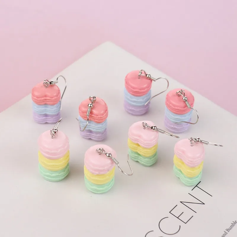 1pair Fun Simulation Stereo Macaron Love Burger Earrings Creative Girl Heart Hook Earrings Jewelry