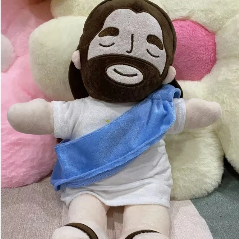 

40 см дышащая плюшевая игрушка Иисуса успокаивающая для детей, мягкие успокаивающие плюшевые игрушки Иисуса с сердечками, пасхальные рождественские подарки