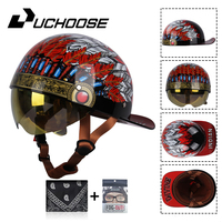 2024 Baseball Cap Helmet Motorcycle Vintage Retro Helmets Summer Open Face Scooter Cruiser Chopper Gangster DS With Windscreen