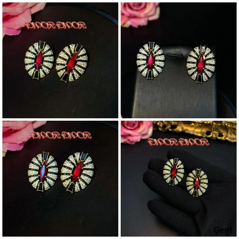 Medieval Vintage Earrings, Court Style Retro Heavy Industry Temperament Earrings Western Style Luxury Diamond Earrings