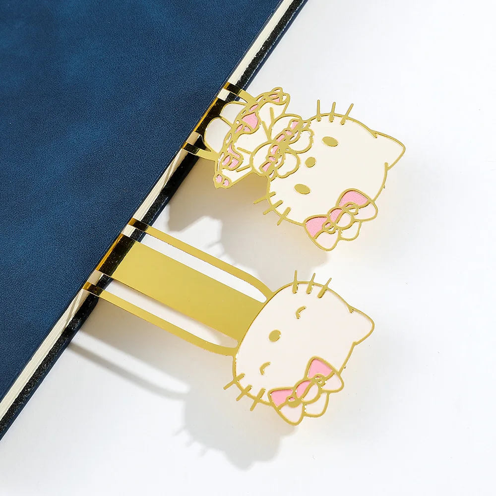 Cartoon HelloKittys 50th Anniversary Metal Bookmark Kuromi Book Clip Anime Student Textbook Clip Children's Birthday Gift