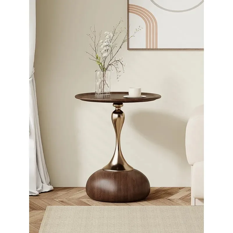 

Walnut antique retro side table tea sofa small round table living room