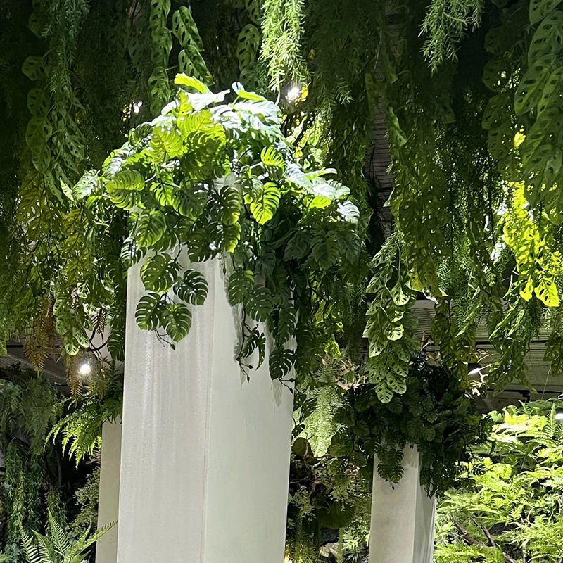 85cm di lunghezza piante artificiali vite falso Monstera foglie appeso a parete ramo di albero tropicale Rattan all'aperto per la decorazione della festa in giardino di casa