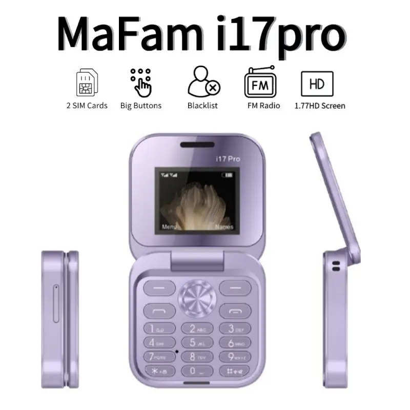 

I17pro Mini Dual SIM Card Fold Mobile Phone 2G Network Video Player Flashlight FM Radio Magic Voice Small Box Flip Cellphones