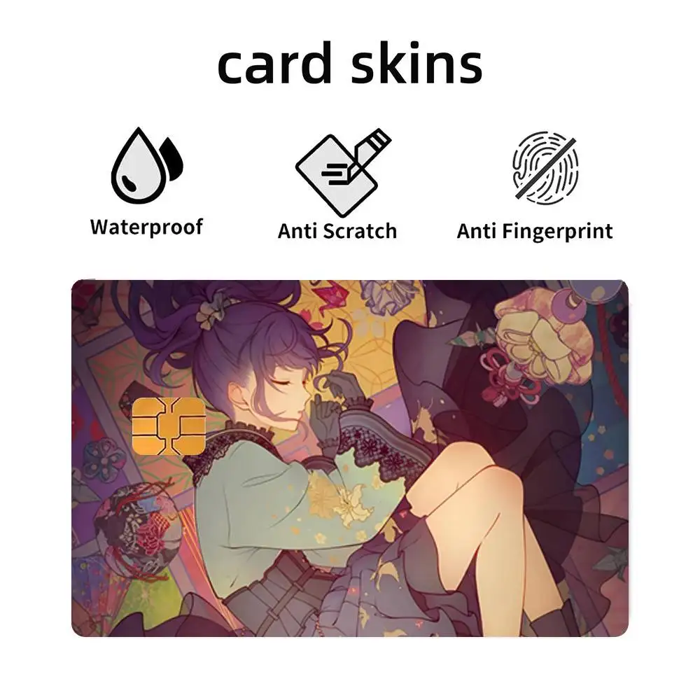 Game Project Sekai Asahina Mafuyu 4pcs 1Set Funny Shell On Off Ultra Thin No Fade Sticker Skin Cover Film For Debit Credit Card