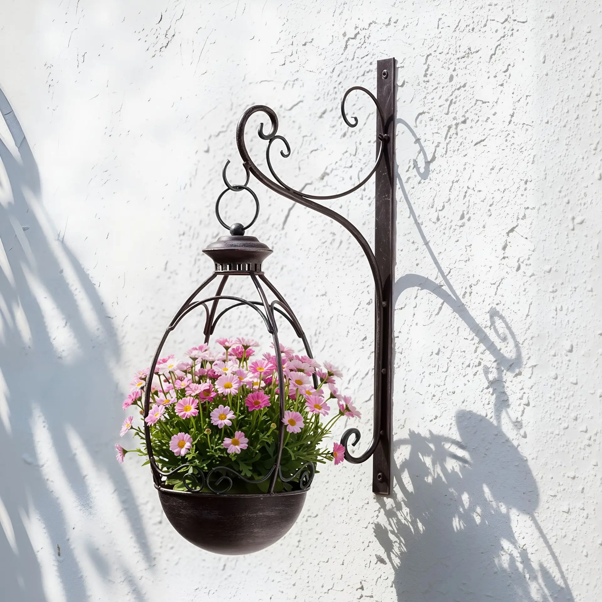 HYS European garden wrought iron wall hanging flower basket hanging basket balcony garden outdoor wall decoration plant