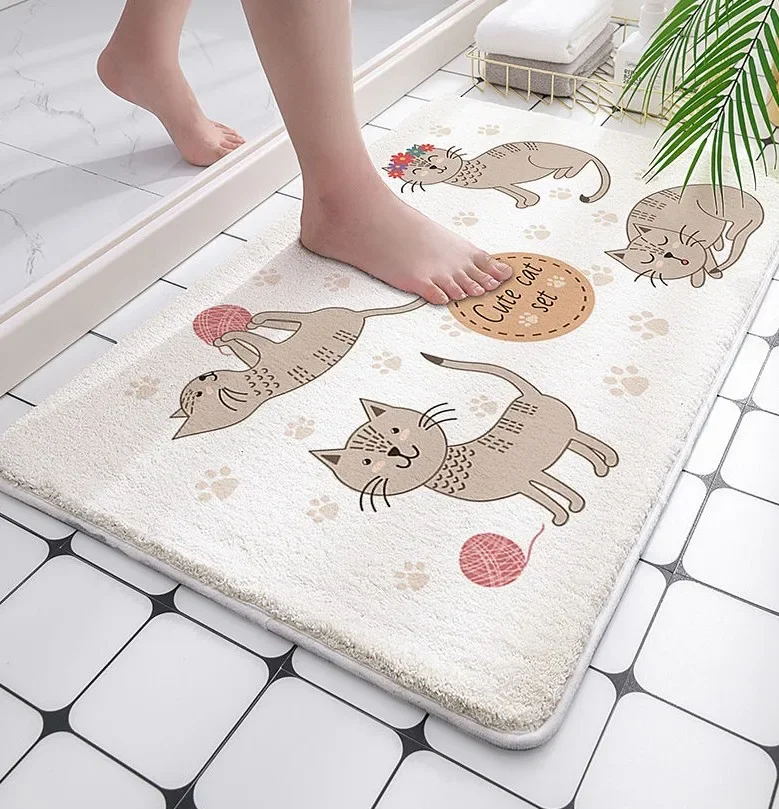 Tiger Leopard Prints Bathroom Mats Tropical Style Non-Slip Shower Room Floor Mats Living Room Home Decor Carpets Kitchen Rugs