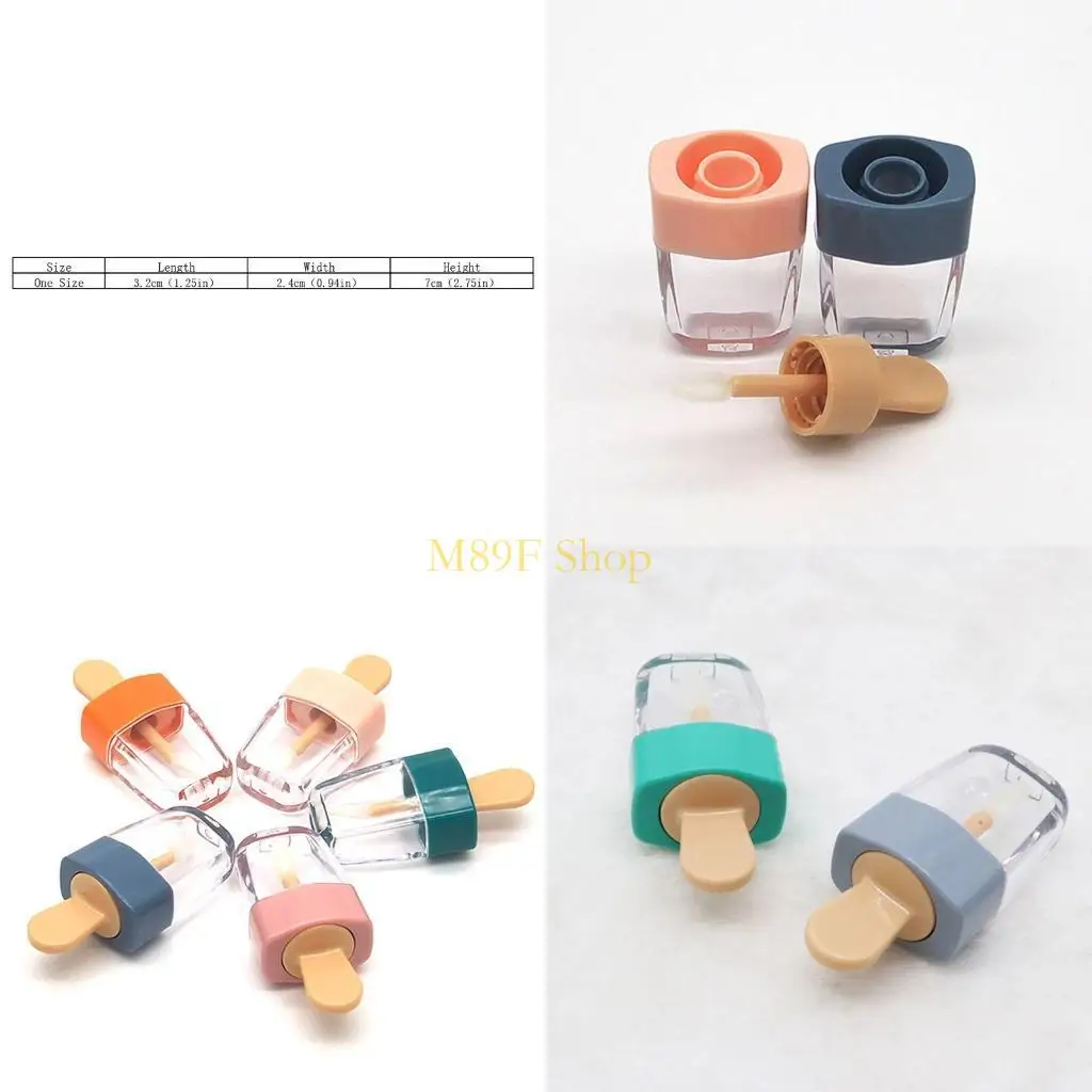 

M89F 6 мл Форма мороженого Прозрачный мини-блеск для губ Тюбик Пустой контейнер для бальзама для губ с остроумием