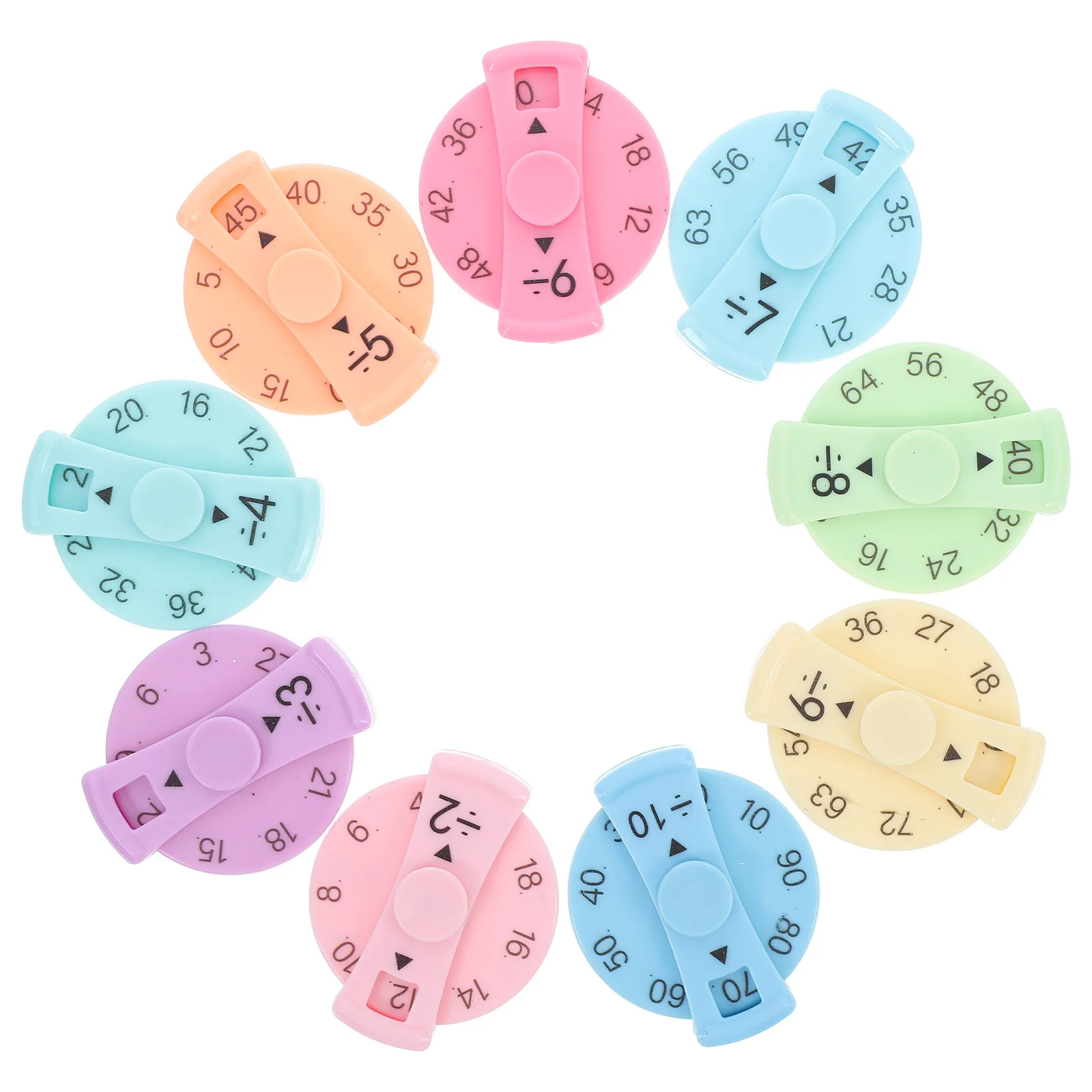 

9Pcs Math Learning Multiplication Division Educational Rotating Gyros for Kids Classroom Home Math Practice
