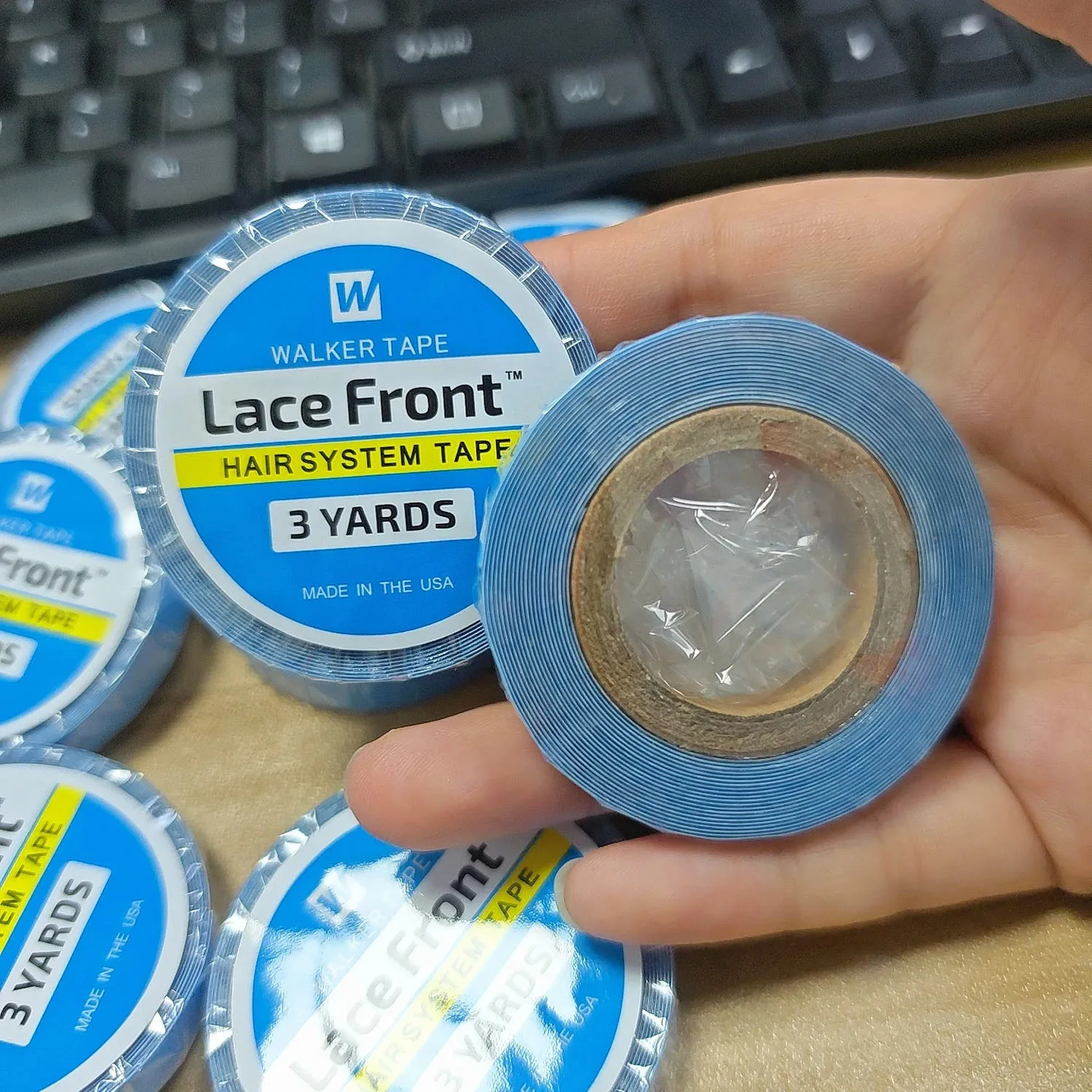 10/20개 레이스 프론트 헤어 시스템 테이프 길이 3야드 폭 0.8cm 레이스 가발 양면 테이프 투명 가발 교체 테이프