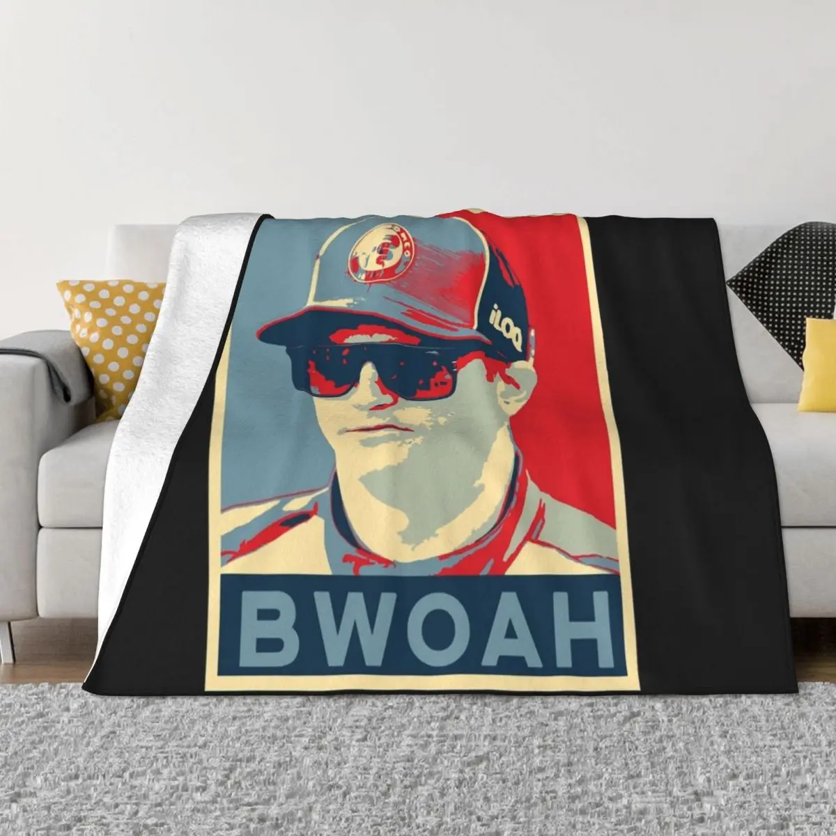 

Kimi Raikkonen - BWOAH! Throw Blanket Sofa Quilt Plaid on the sofa