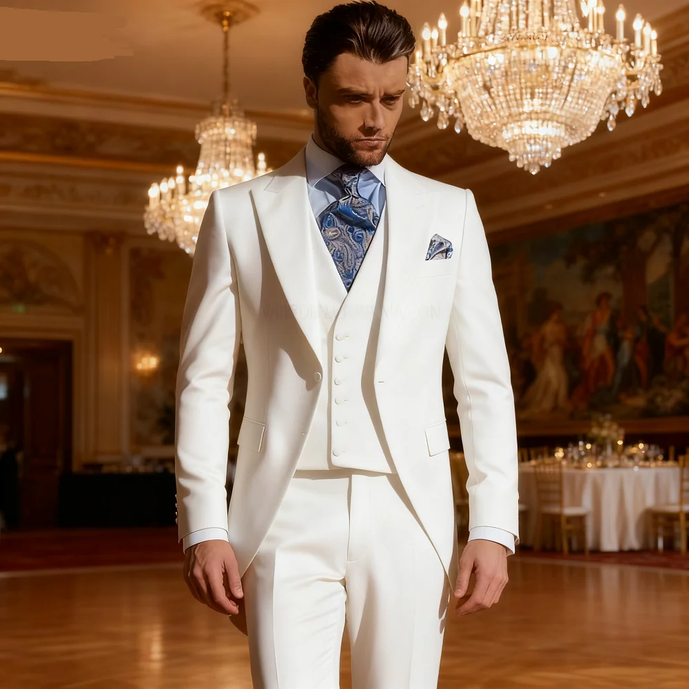

Men's Formal Terno Fino Adjusted Smoking Suit 3-Piece Blazer Jacket Vest Pants Wedding Groomsmen's Suit Negocios Traje