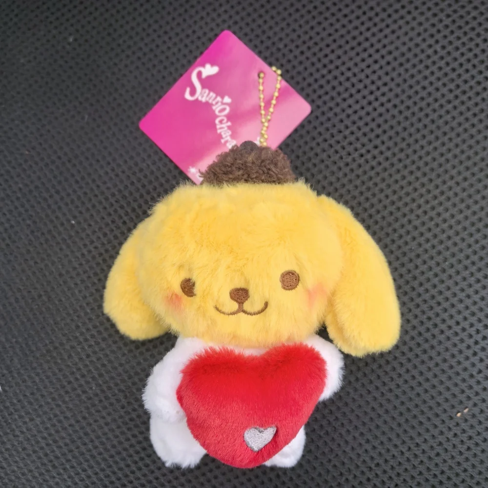 Sanrio melody kuromi segurar coração pingente de pelúcia bonito chaveiros de pelúcia meninas saco bakcpack carros chaveiros de pelúcia presente de natal