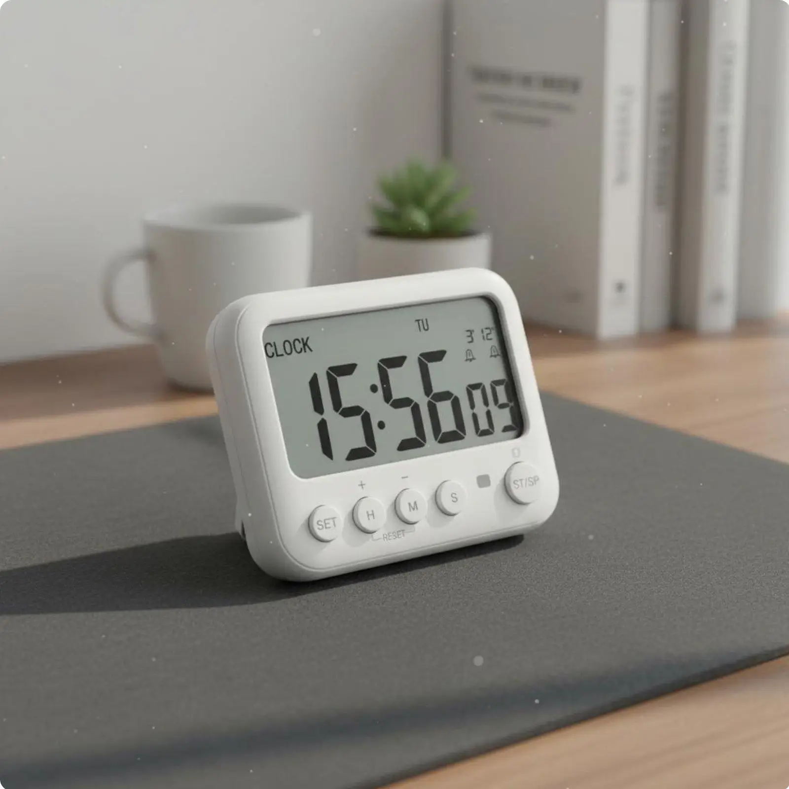 Multifunction Digital Timer Double Alarms Desktop Digital Clock Large LCD