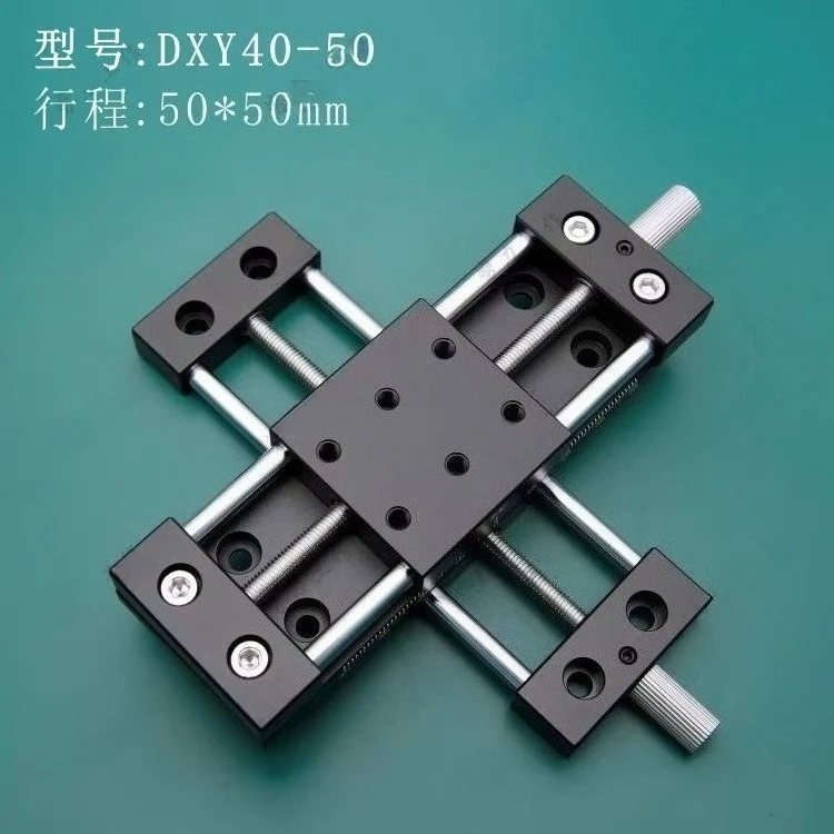 XY Axis Manual Linear Stage with Cross Slide, Lead Screw Feed, 40mm Ultra-Thin Aluminum Tabletop for Precision Positioning