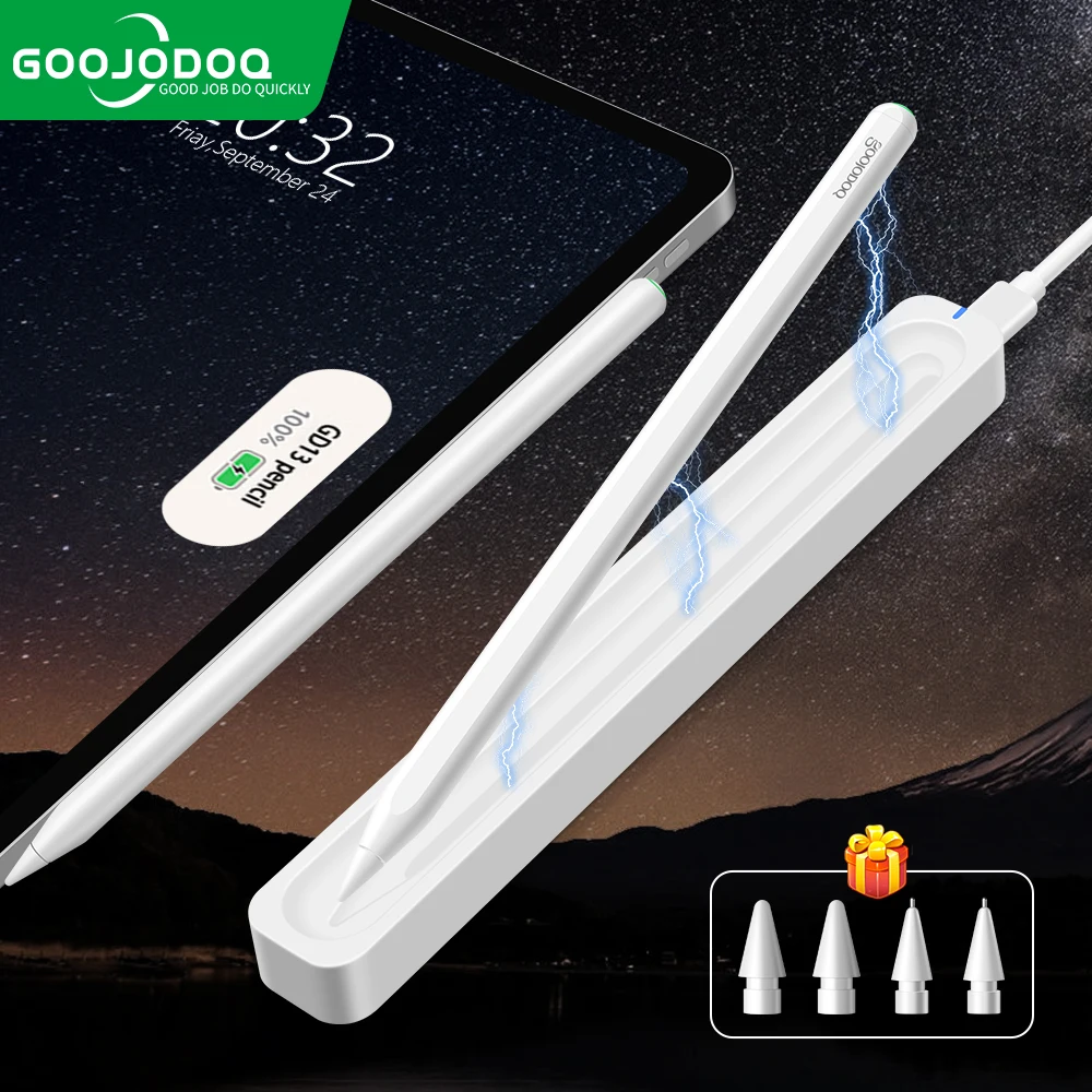 Caneta Stylus Pencil Tilt 2 1 com Carregamento sem Fio, Rejeição de Mão, Palm Rejection para Apple, iPad Air 4 5 Pro 11 12.9 Mini 6