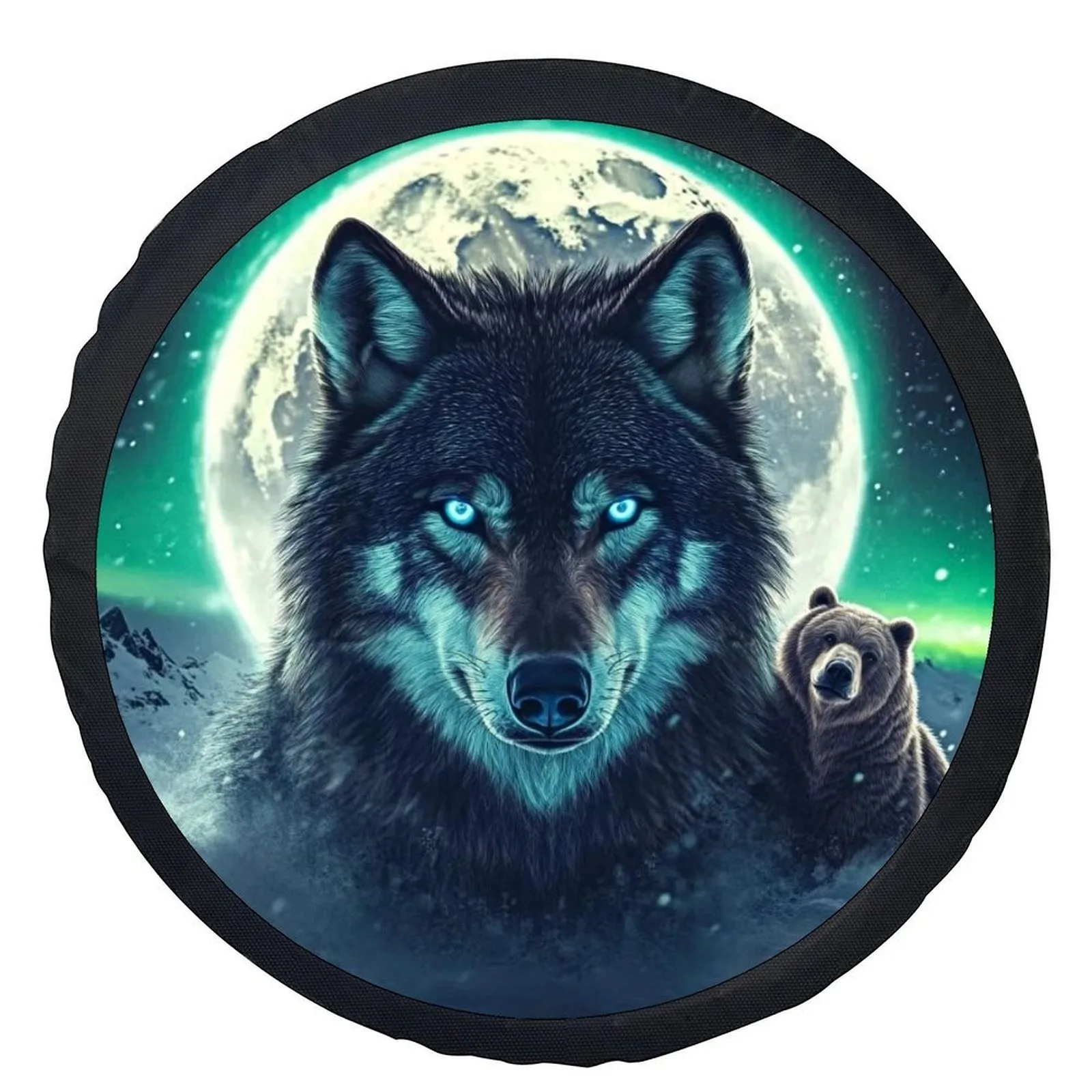 

Wolf And Moon Spare Tire Cover Universal Fit Waterproof Sun Protection Wheel Protector