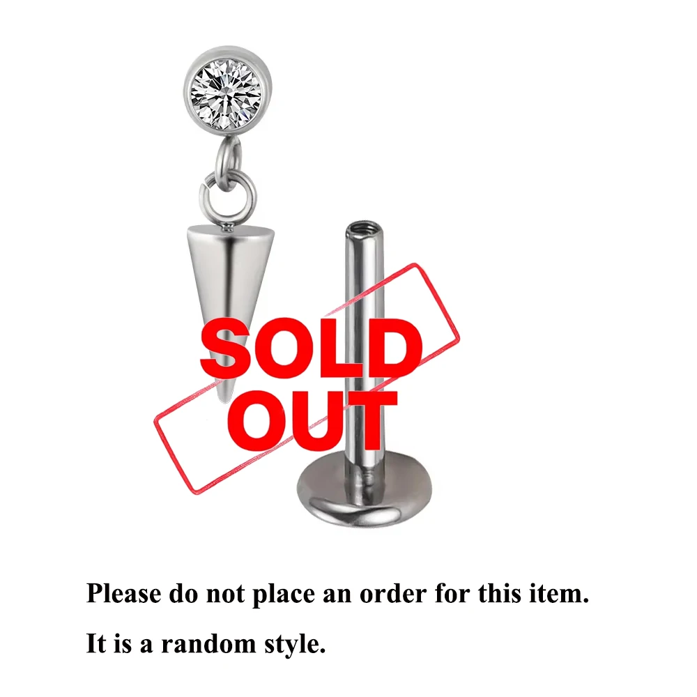 G23 Titanium EAR PIERC Pendant Chain Dangle Ear Studs With CZ Top Labret Lip Stud Cartilage Unisex Earring Body Piercing Jewelry