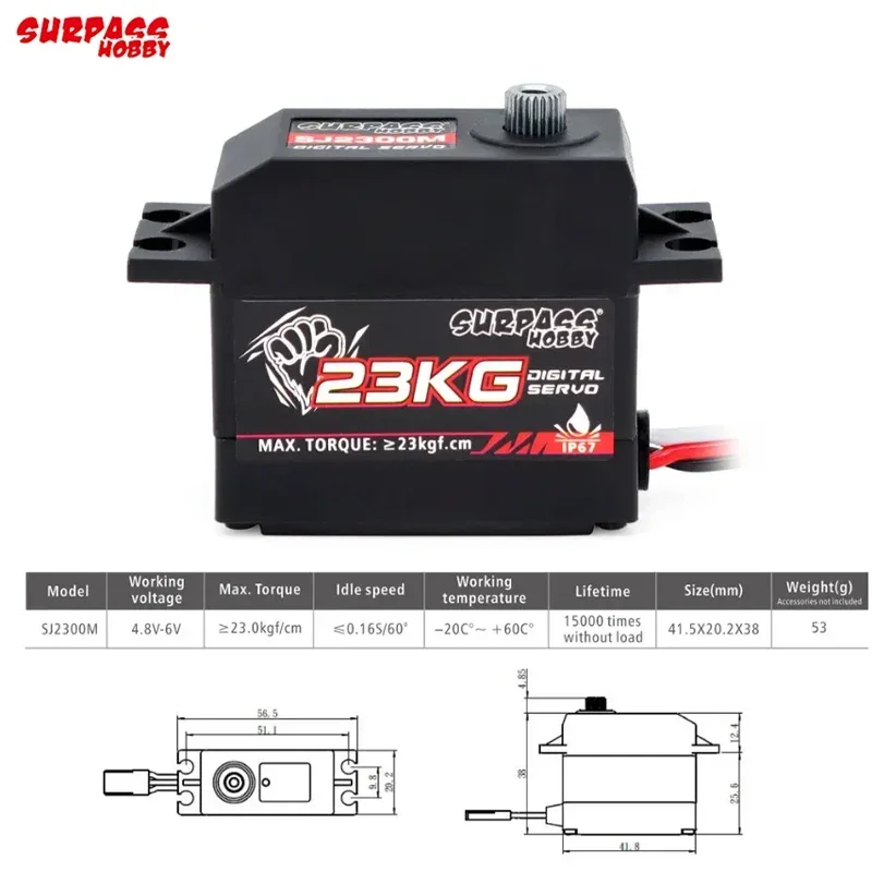 Surpass Hobby 23KG Servo numérique SJ2300M engrenage métallique pour RC CarRobot Drone avion voiture à voilure fixe bateau Robot modèle accessoires