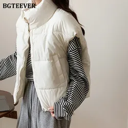 BGTEEVER 두꺼운 따뜻한 스탠드 칼라 파카, 캐주얼 루즈 지퍼 업 여성 다운 코트, 가을 겨울
