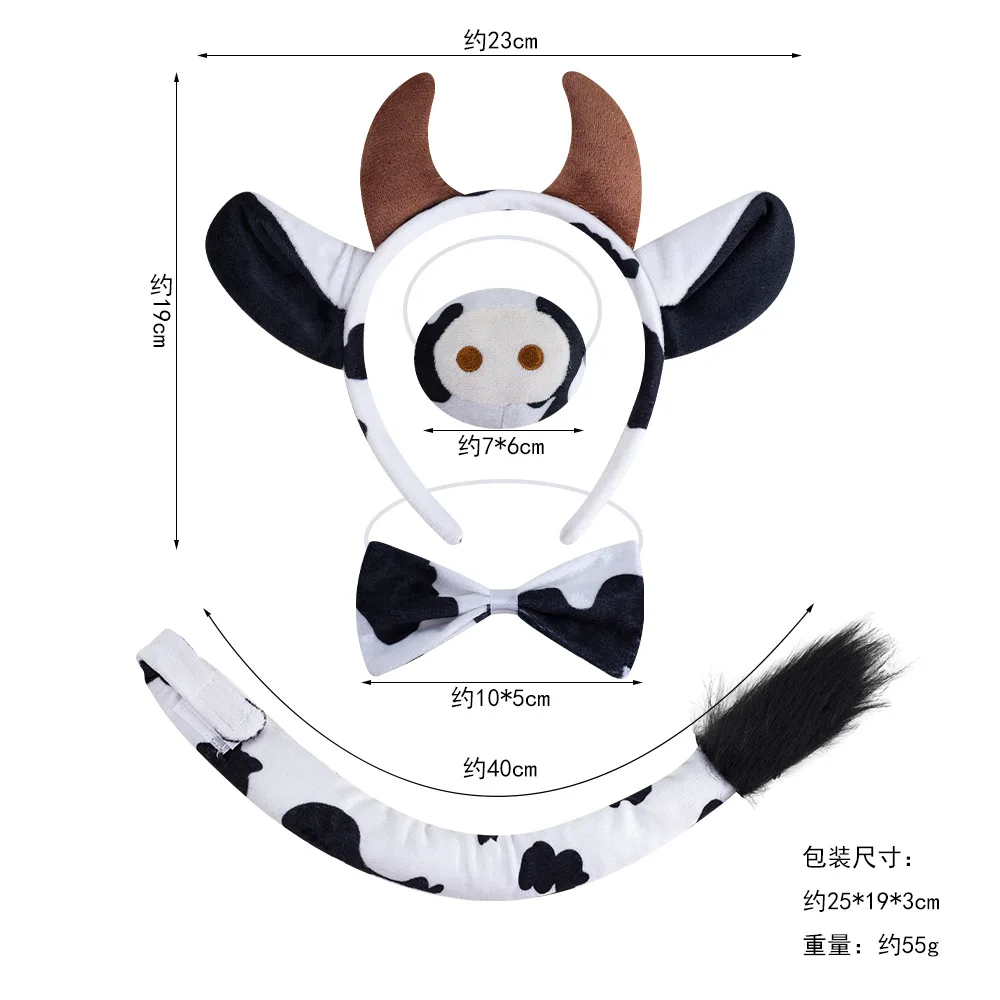 การ์ตูนตุ๊กตาวัวหู Horn แถบคาดศีรษะขนาดเล็ก Bells ริบบิ้นโบว์อะนิเมะ Lolita ผม Hoop Kawaii สัตว์ Party คอสเพลย์เครื่องแต่งกายสาว