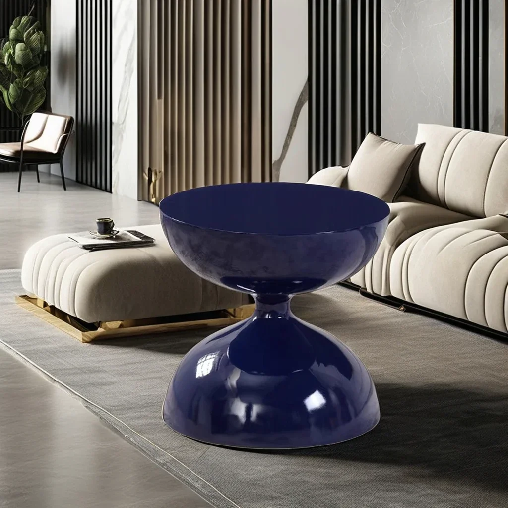 z Nordischer Seitenhocker Couch Tisch Round Schwarz Rustikal Holz Sanduhr Beistell Tisch für Wohnzimmer
